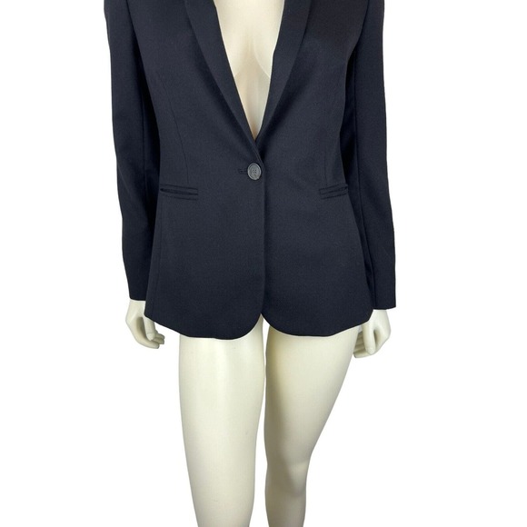 J. Crew Black Wool Flannel Parke Blazer Size 2 Womens Shawl Collar 1 Button - Picture 6 of 12